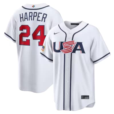 Bryce Harper USA Baseball Nike 2026 World Baseball Classic Home Stadium Jersey - White