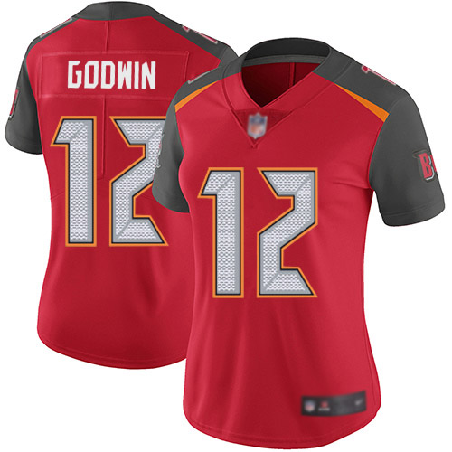 Buccaneers #12 Chris Godwin Red Team Color Women's Stitched Football Vapor Untouchable Limited Jersey