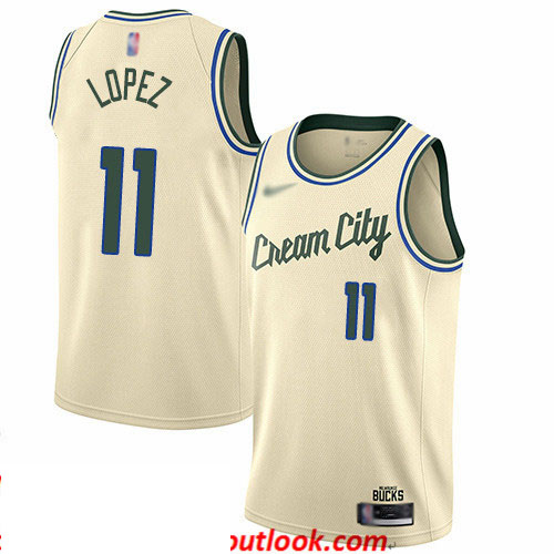 Bucks #11 Brook Lopez Cream Basketball Swingman City Edition 2019 20 Jersey
