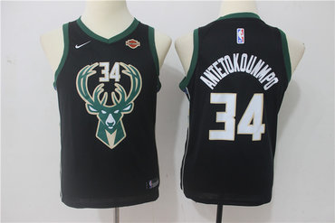 Bucks 34 Giannis Antetokounmpo Black Youth Nike Swingman Jersey