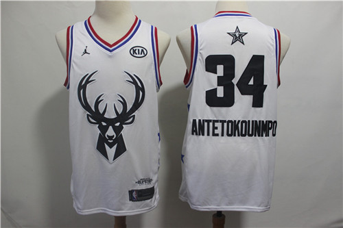 Bucks 34 Giannis Antetokounmpo White 2019 NBA All-Star Game Jordan Brand Swingman Jersey