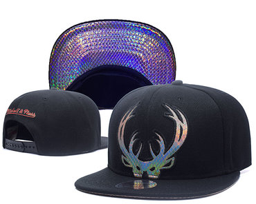 Bucks Sequins Logo Black Mitchell & Ness Adjustable Hat GS