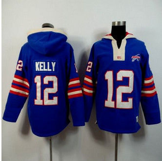 Buffalo Bills #12 Jim Kelly Royal Blue Player Winning Method Pullover NFL Hoodie
