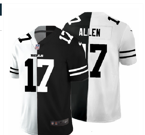 Buffalo Bills #17 Josh Allen Men's Black V White Peace Split Nike Vapor Untouchable Limited NFL Jersey