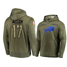 Buffalo Bills #17 Josh Allen Olive Pullover Hoodie 2018 Salute To Service