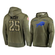 Buffalo Bills #25 LeSean McCoy Olive Pullover Hoodie 2018 Salute To Service