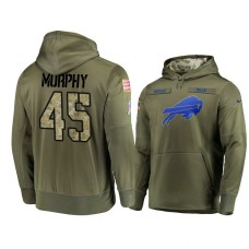 Buffalo Bills #45 Marcus Murphy Olive Pullover Hoodie 2018 Salute To Service