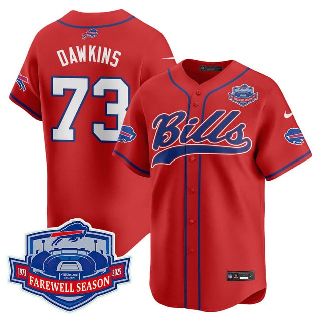 Buffalo Bills 2025 Baseball Jersey All Stitched - Farewell to Highmark Stadium Dion Dawkins   - 73