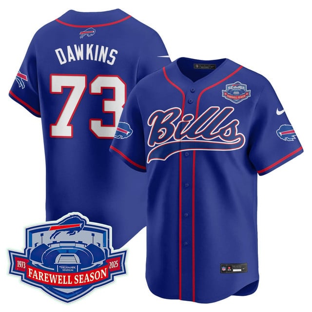 Buffalo Bills 2025 Baseball Jersey All Stitched - Farewell to Highmark Stadium Dion Dawkins  - 73
