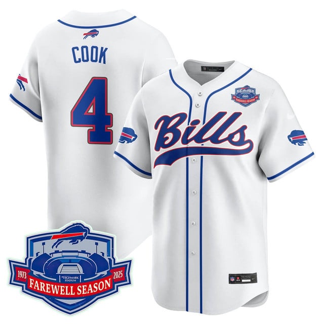 Buffalo Bills 2025 Baseball Jersey All Stitched - Farewell to Highmark Stadium James  Cook - 4