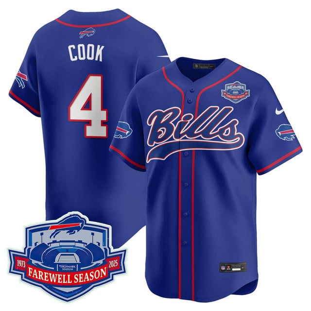 Buffalo Bills 2025 Baseball Jersey All Stitched - Farewell to Highmark Stadium James Cook -   4