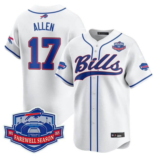 Buffalo Bills 2025 Baseball Jersey All Stitched - Farewell to Highmark Stadium Josh   Allen - 17