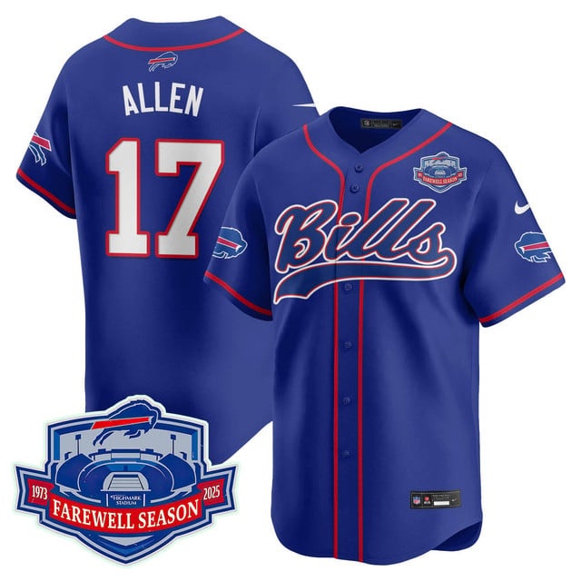 Buffalo Bills 2025 Baseball Jersey All Stitched - Farewell to Highmark Stadium Josh Allen -   17