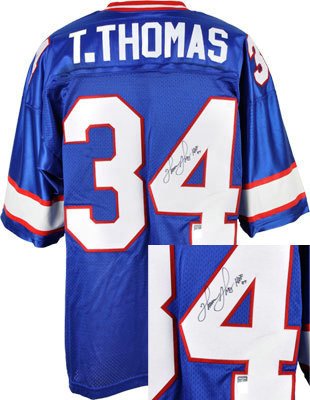 Buffalo Bills 34 Thurman Thomas Blue Throwback Jersey(Signed Elite)