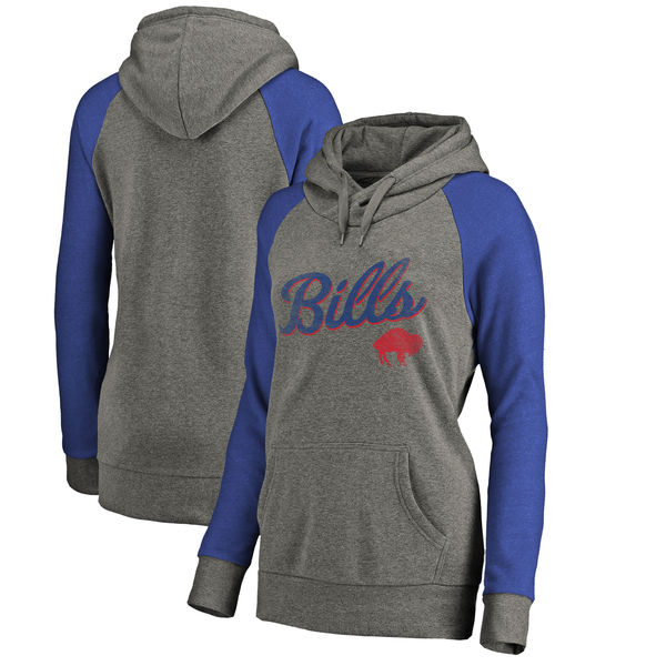 Buffalo Bills NFL Pro Line By Fanatics Branded Women's Timeless Collection Rising Script Plus Size Tri-Blend Hoodie Ash