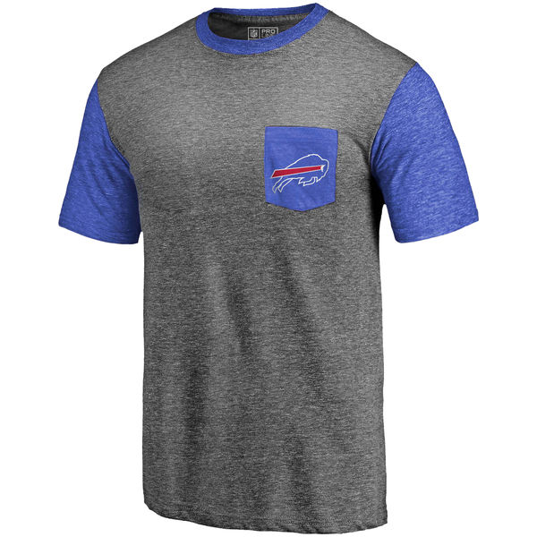 Buffalo Bills Pro Line By Fanatics Branded Heathered Gray Royal Refresh Pocket T-Shirt