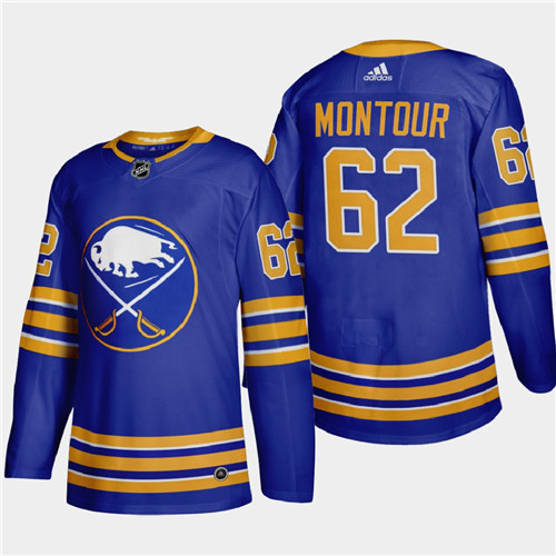 Buffalo Sabres #62 Brandon Montour Men's Adidas 2020-21 Home Authentic Player Stitched NHL Jersey Royal Blue