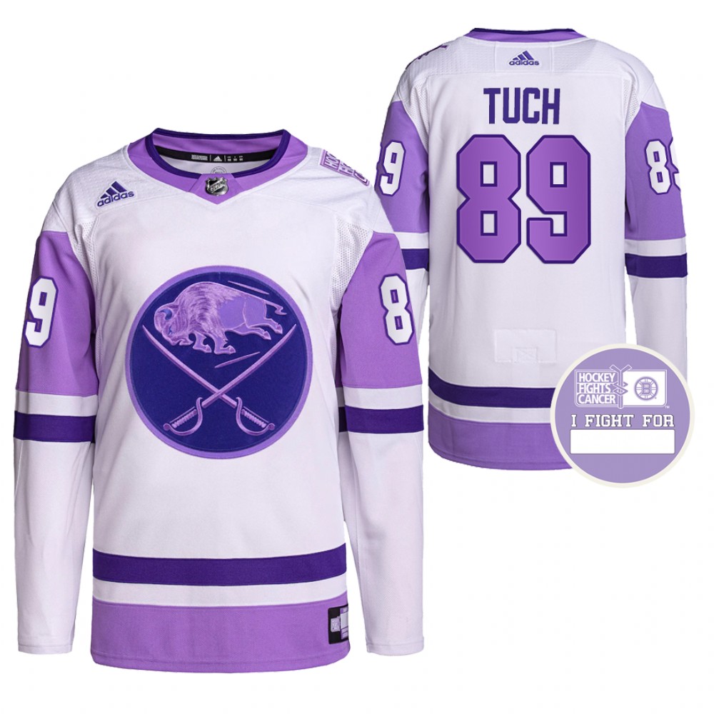 Buffalo Sabres Alex Tuch Hockey Fights Cancer White Purple Primegreen Jersey