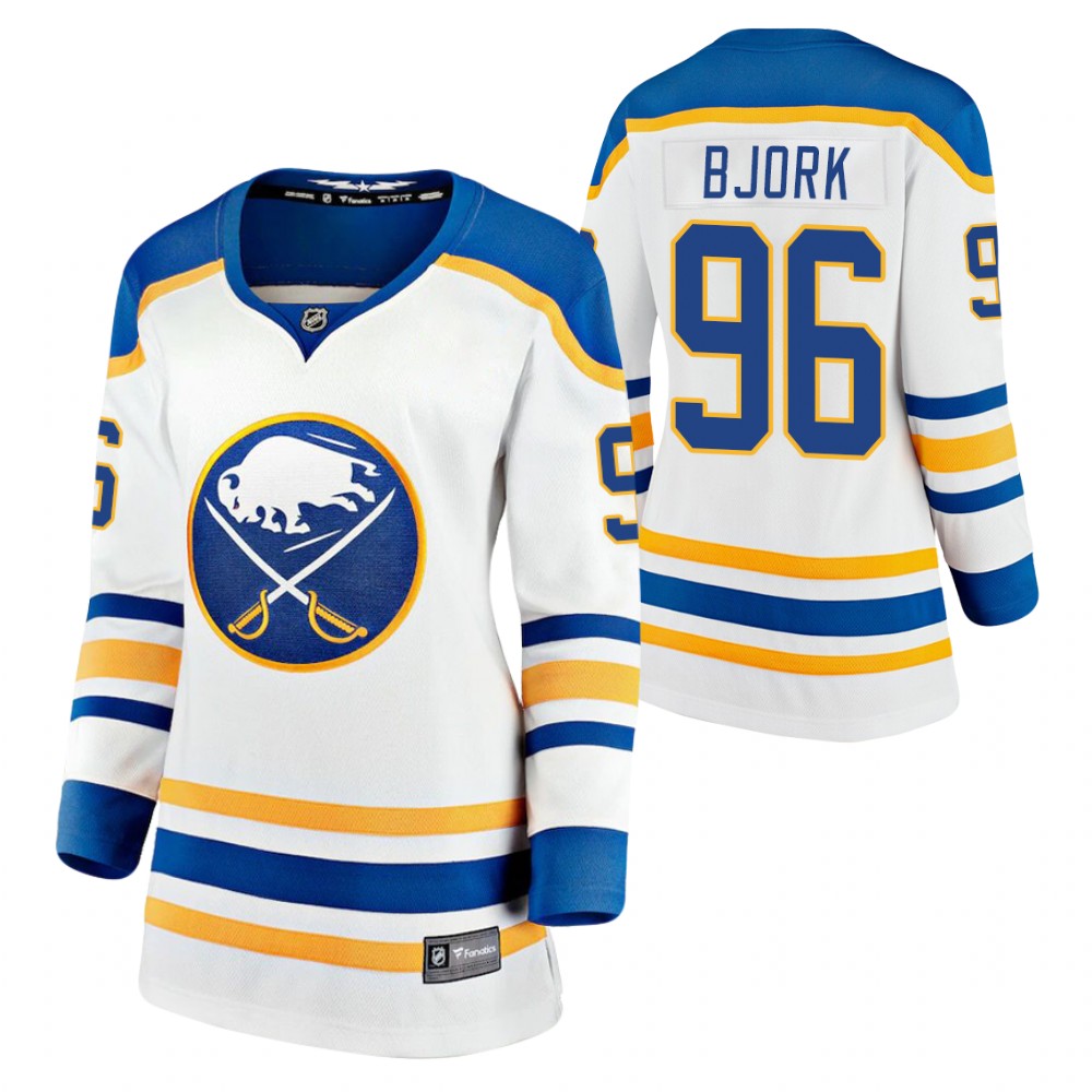 Buffalo Sabres Anders Bjork Women White 2021 Away Jersey