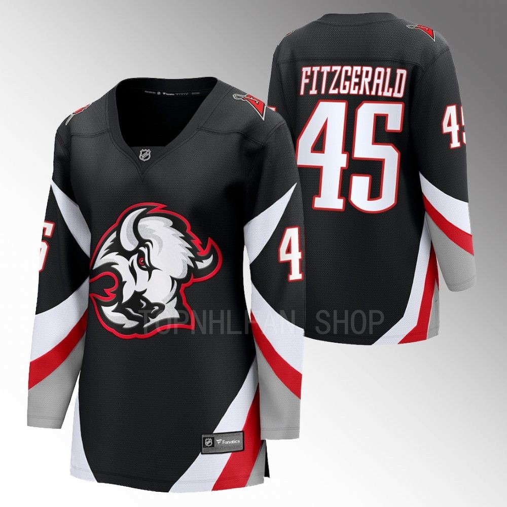 Buffalo Sabres Casey Fitzgerald Women Black 2022-23 Goathead Alternate Jersey
