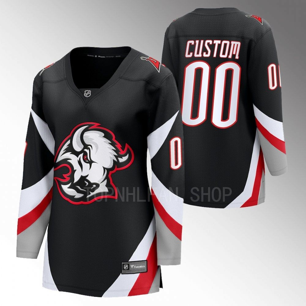 Buffalo Sabres Custom Women Black 2022-23 Goathead Alternate Jersey