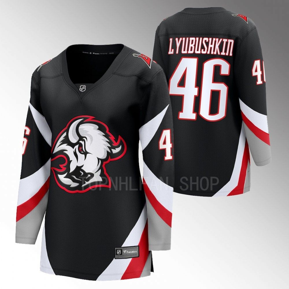 Buffalo Sabres Ilya Lyubushkin Women Black 2022-23 Goathead Alternate Jersey
