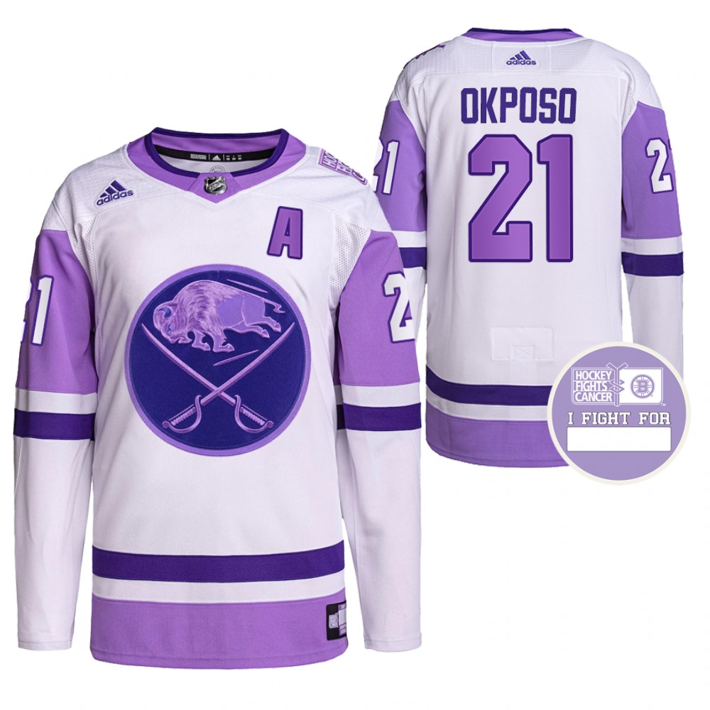 Buffalo Sabres Kyle Okposo Hockey Fights Cancer White Purple Primegreen Jersey