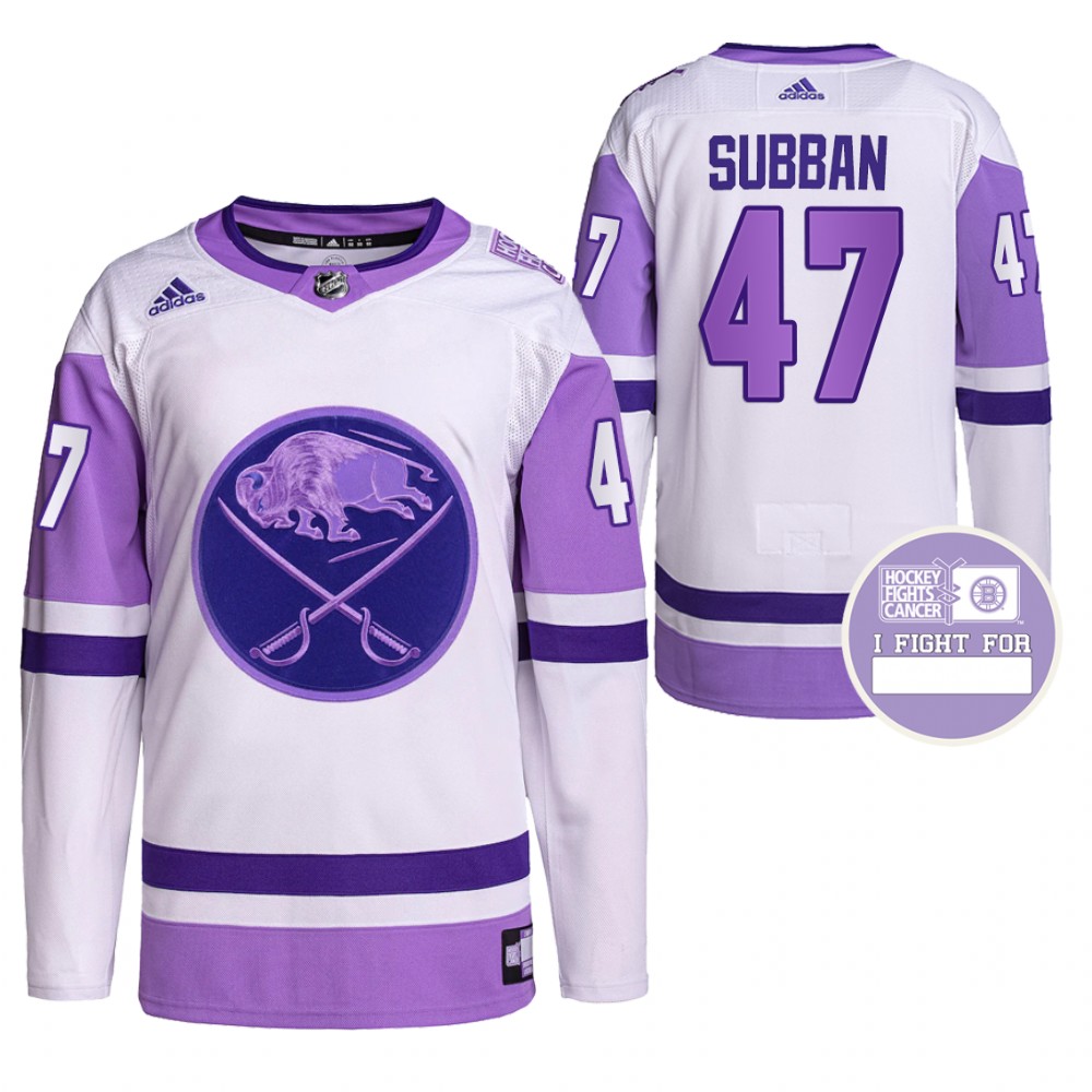 Buffalo Sabres Malcolm Subban Hockey Fights Cancer White Purple Primegreen Jersey