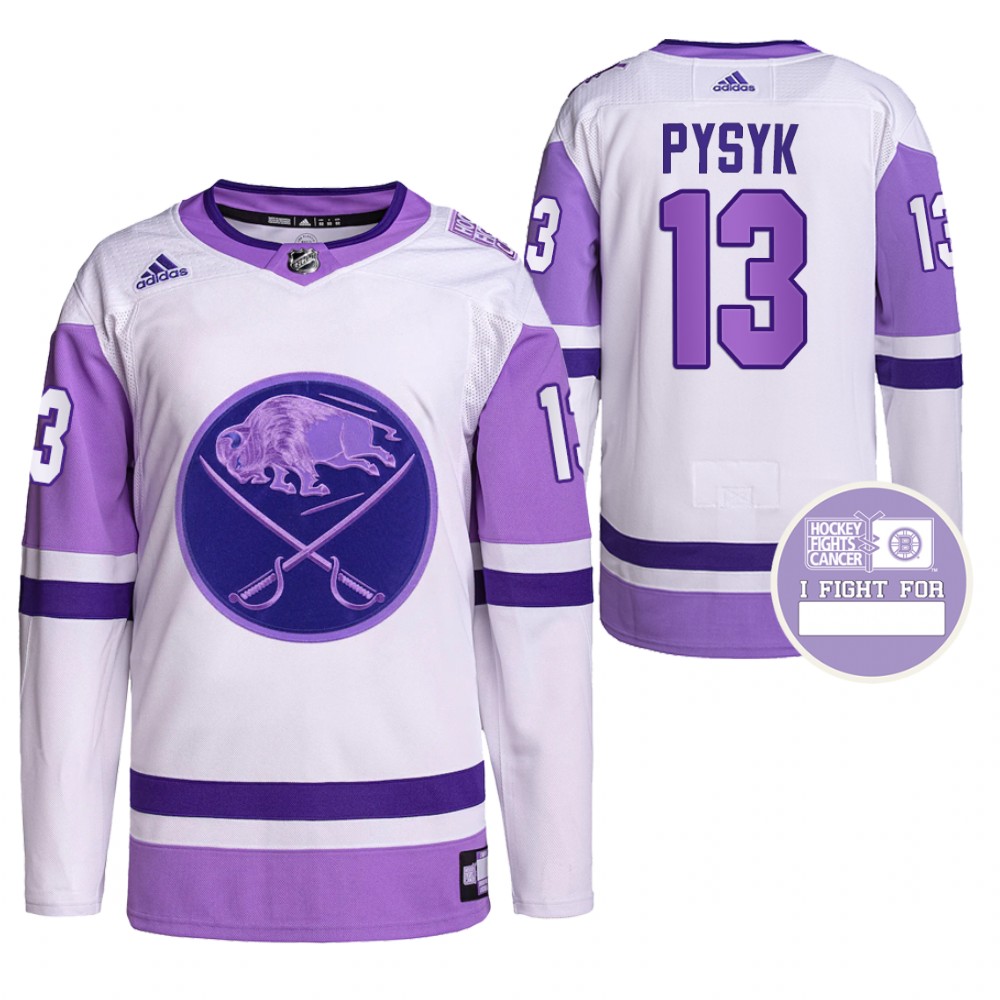 Buffalo Sabres Mark Pysyk Hockey Fights Cancer White Purple Primegreen Jersey