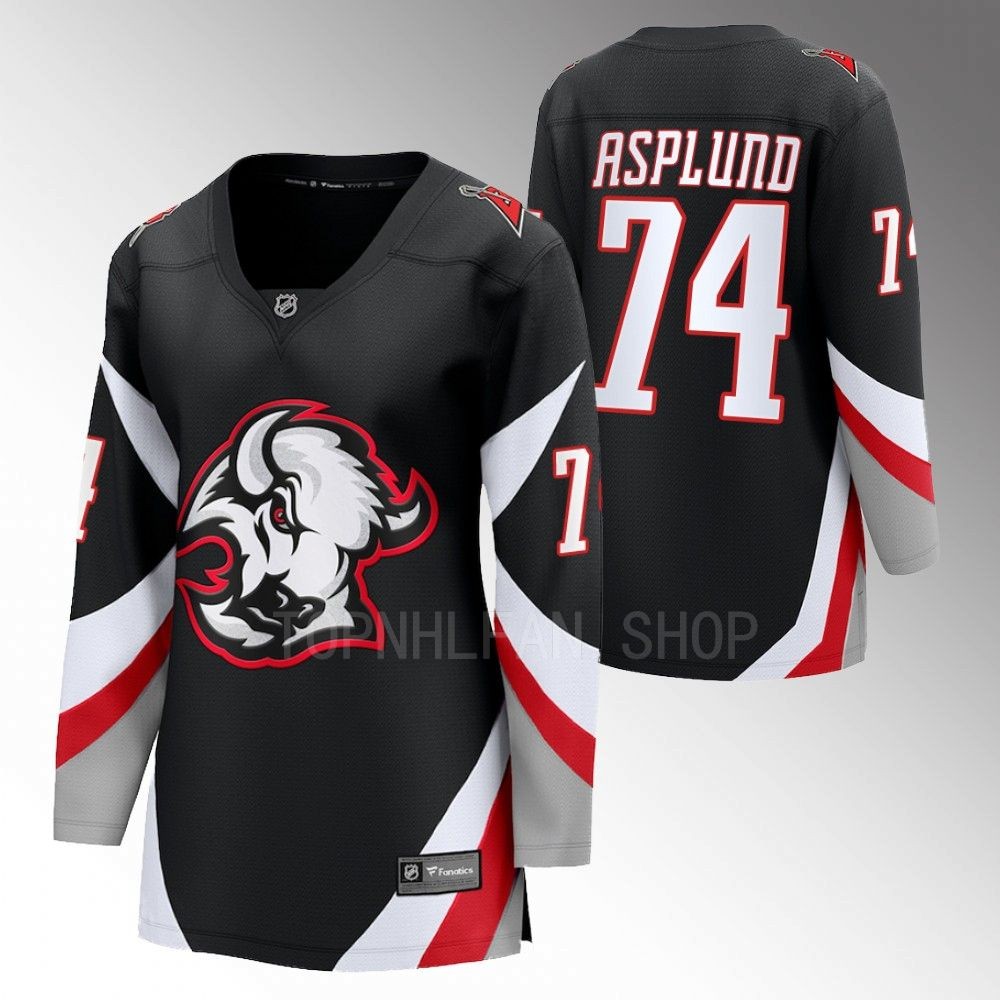 Buffalo Sabres Rasmus Asplund Women Black 2022-23 Goathead Alternate Jersey