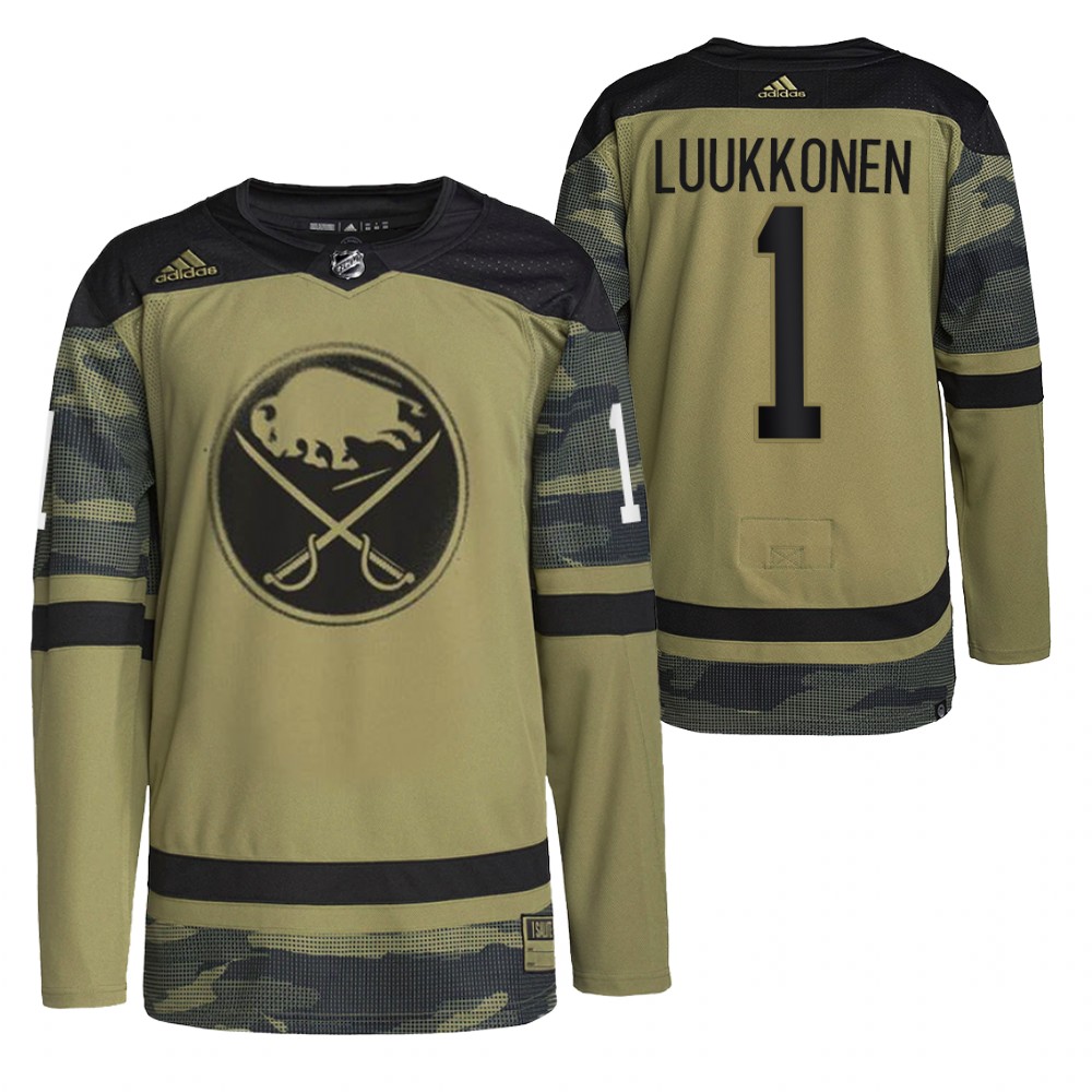 Buffalo Sabres Ukko-Pekka Luukkonen Camo 2022 Military Appreciation Night Primegreen Authentic Jersey