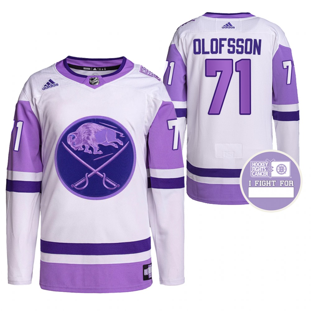 Buffalo Sabres Victor Olofsson Hockey Fights Cancer White Purple Primegreen Jersey
