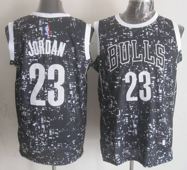 Bulls 23 Michael Jordan Black City Luminous Jersey