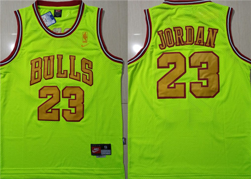 Bulls 23 Michael Jordan Fluorescent Green Nike Mesh Swingman Jersey