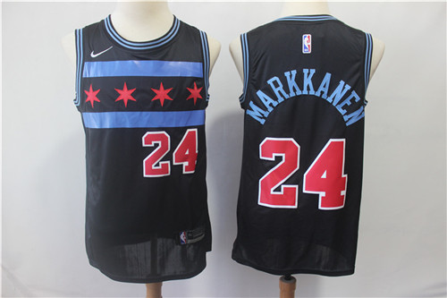 Bulls 24 Laur Markkanen Black 2018-19 City Edition Nike Swingman Jersey