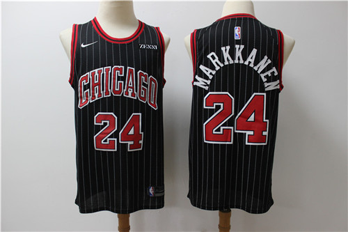 Bulls 24 Laur Markkanen Black Nike Swingman Jersey