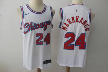 Bulls 24 Laur Markkanen White Nike City Edition Swingman Jersey