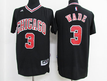 Bulls 3 Dwayne Wade Black Pride Swingman Jersey