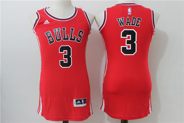 Bulls 3 Dwyane Wade Red Women Swingman Jersey