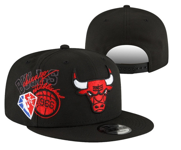 Bulls Black Snapback Hat 1--YD