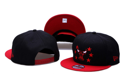 Bulls Team Logo Black Red Adjustable Hat LH