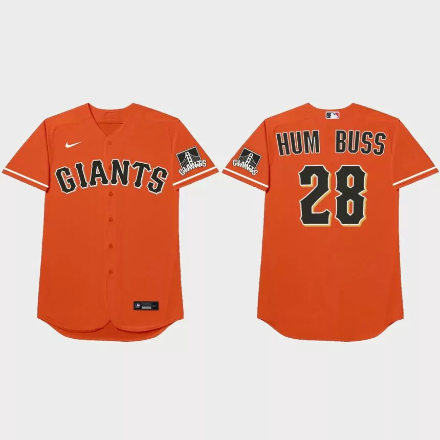Buster Posey Nickname Giants 2021 Players’ Weekend Hum Buss Jersey – Orange