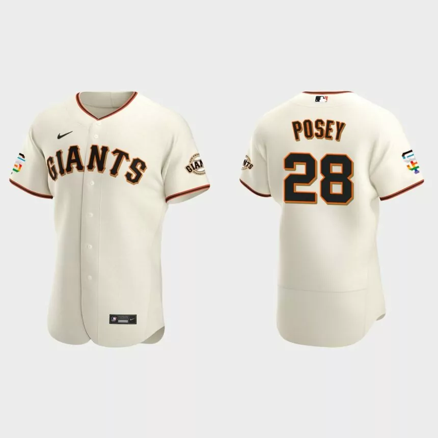 Buster Posey San Francisco Giants 2021 Pride Month Authentic Home Jersey – Cream