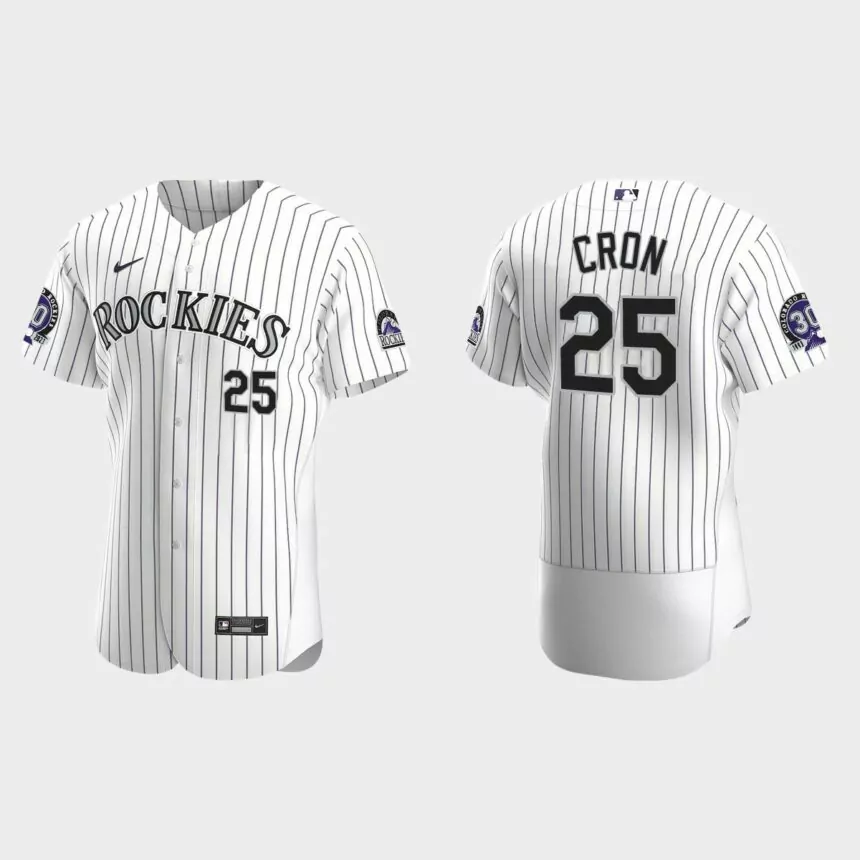 C.J. Cron Colorado Rockies 30th Anniversary Authentic Jersey – White Purple