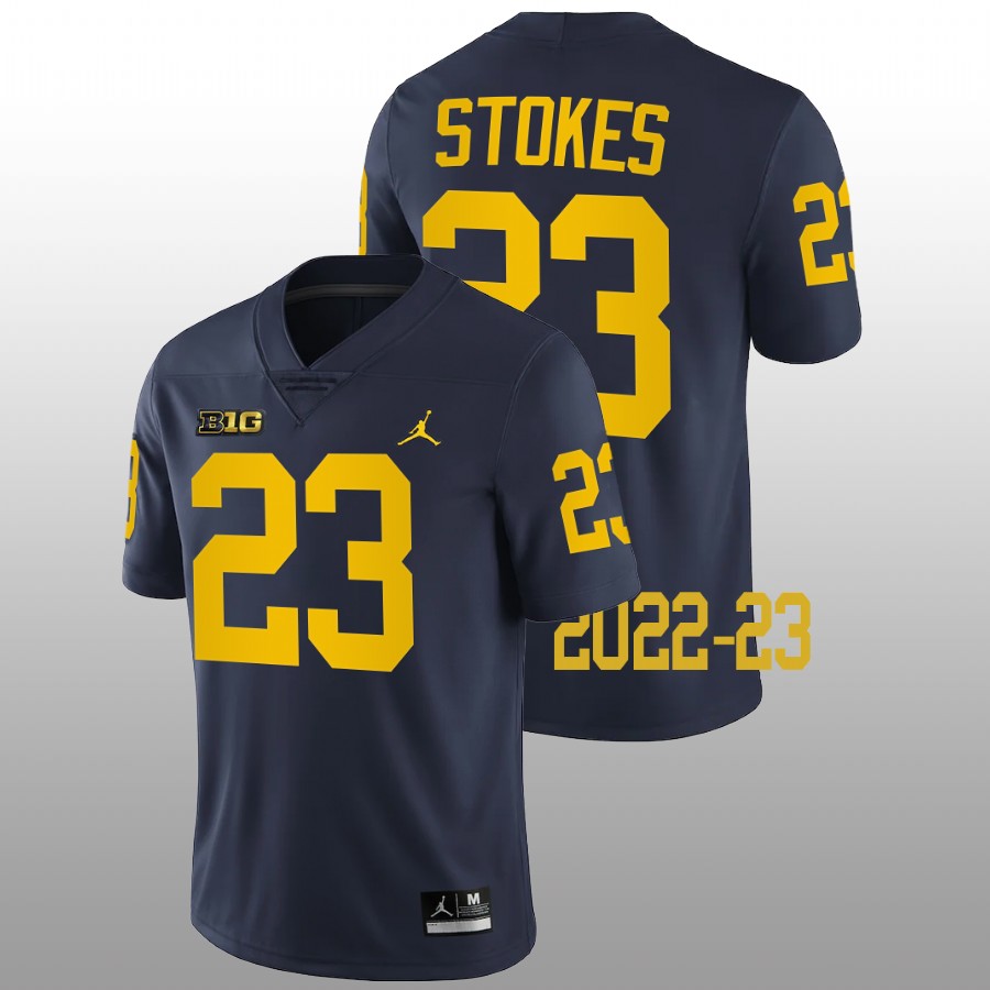 C.J. Stokes Michigan Wolverines Navy 2022-23 College Football Game Jersey