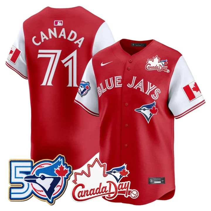 CANADA #71 Toronto Blue Jays Red Jersey - All Stitched