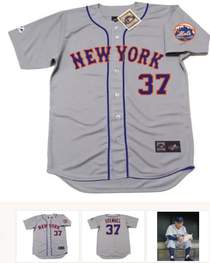 CASEY STENGEL New York Mets 1962 Away Majestic Baseball Throwback Jersey