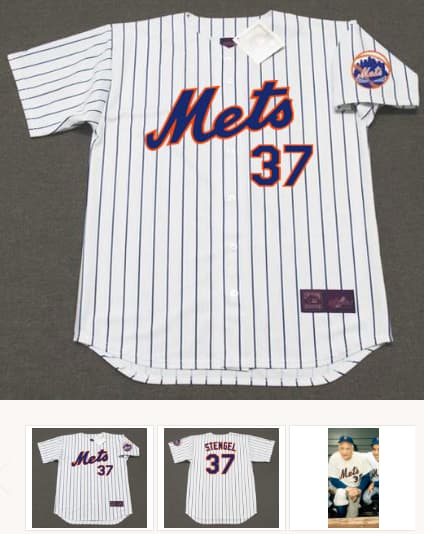 CASEY STENGEL New York Mets 1962 Home Majestic Baseball Throwback Jersey