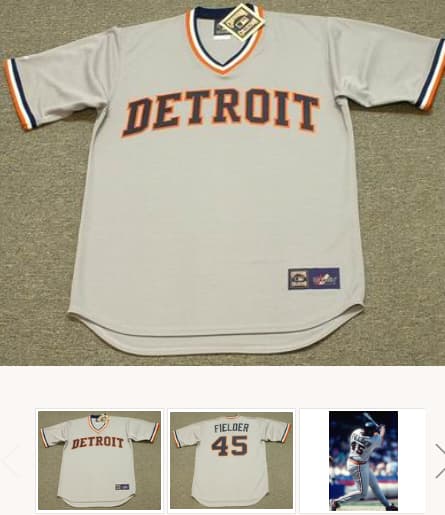 CECIL FIELDER Detroit Tigers Majestic Cooperstown Throwback Away Baseball Jersey
