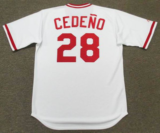 CESAR CEDENO Cincinnati Reds 1982 Majestic Cooperstown Throwback Baseball Jersey